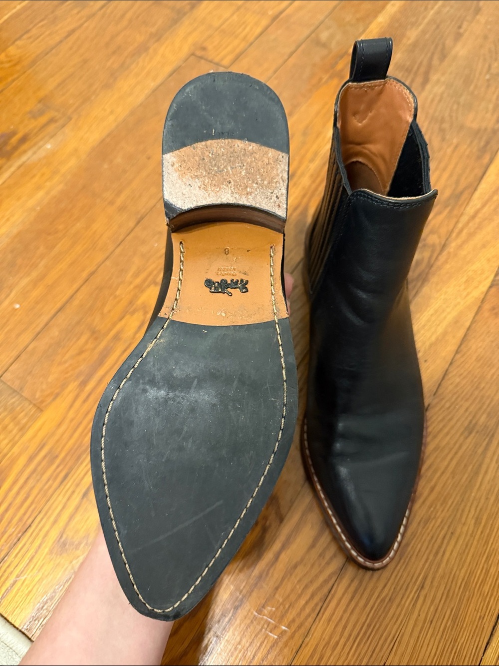 COACH Black Leather Chelsea Ankle Boots - Picture 5 of 6